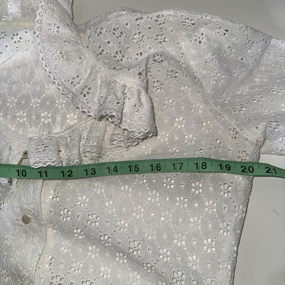 Women's VTG 70s Victorian Style Coquette White Ruffled Sheer Lace Blouse Large - Picture 7 of 11